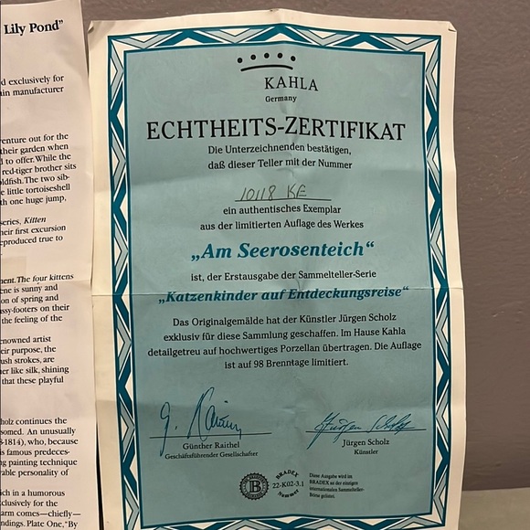 Am Seerosenteich Bradex Cat Collector Plate ~ “By The Pond” Bradford Exchange - Picture 3 of 7